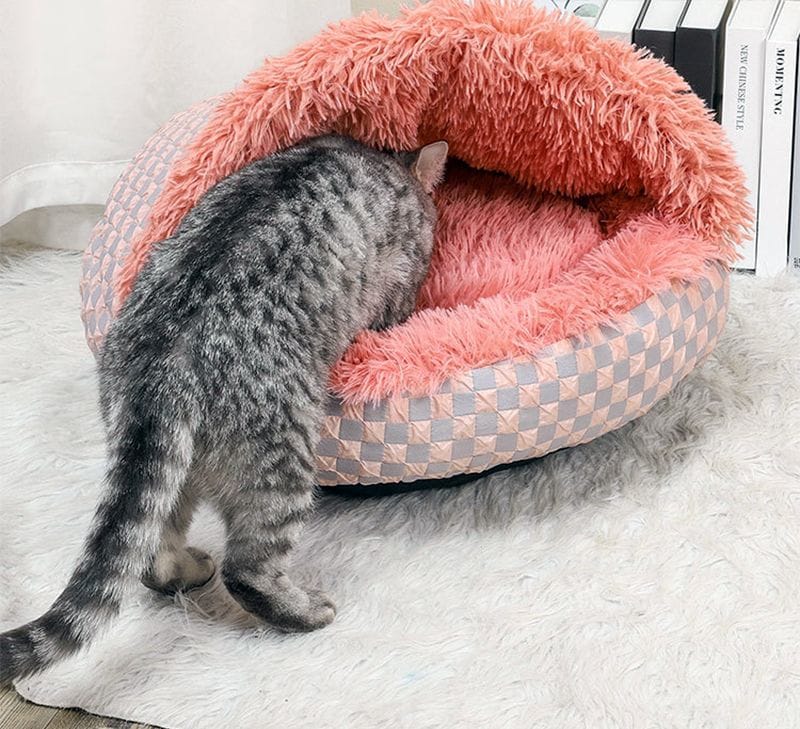 2 in1 Soft Plush Pet Bed House with Cover for Small Dogs & Cats