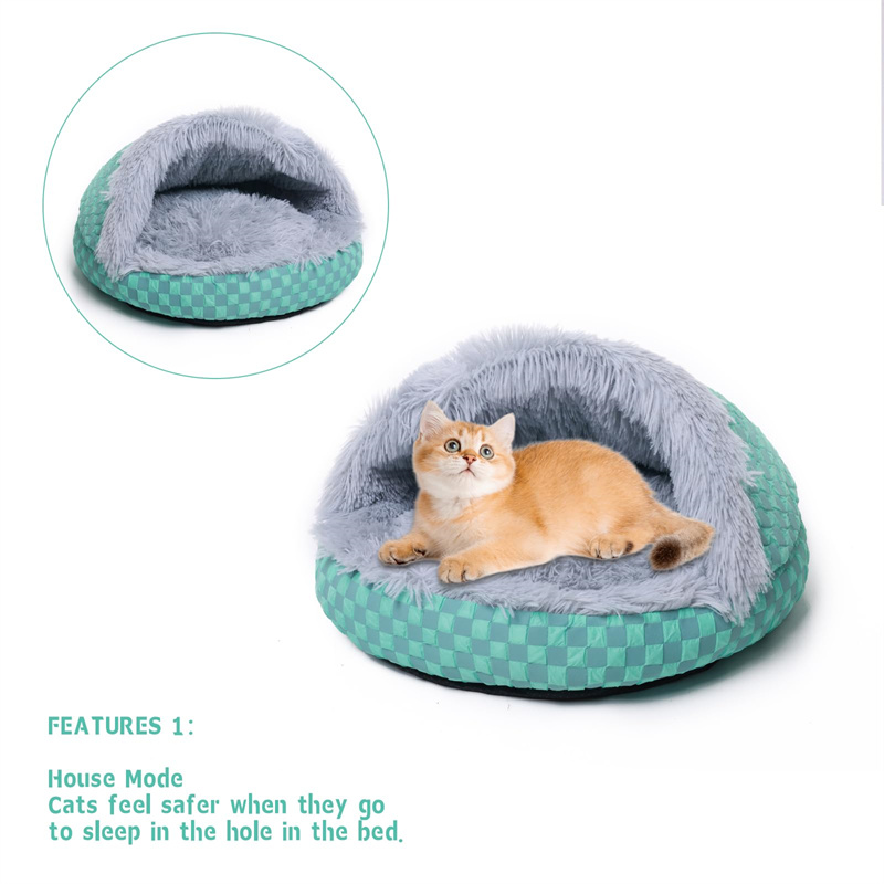 2 in1 Soft Plush Pet Bed House with Cover for Small Dogs & Cats