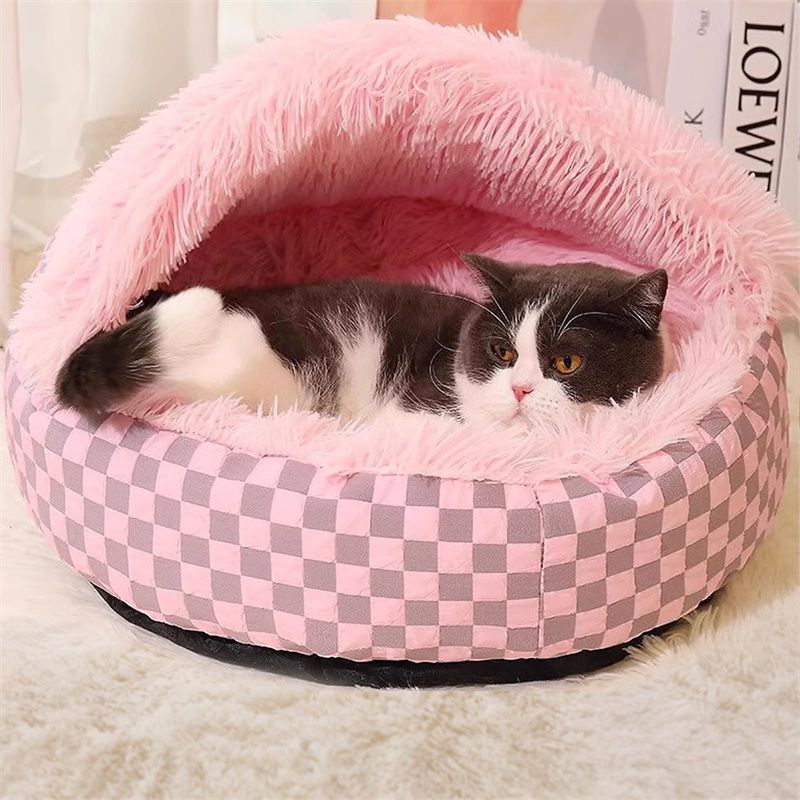 2 in1 Soft Plush Pet Bed House with Cover for Small Dogs & Cats
