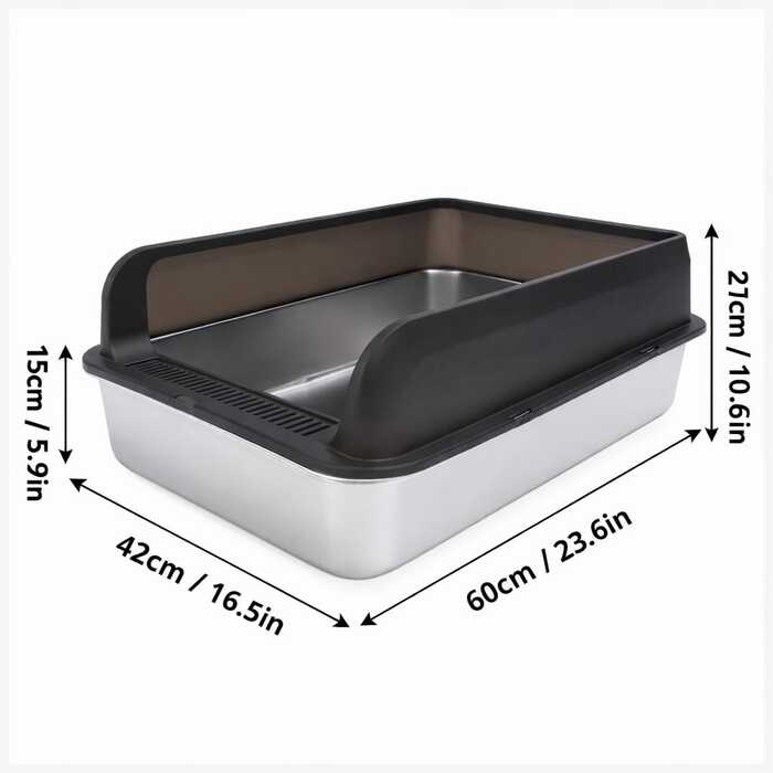 Stainless Steel Lower Part Extra Large Enclosed Litter box with Plastic Top & Free Litter Scoop