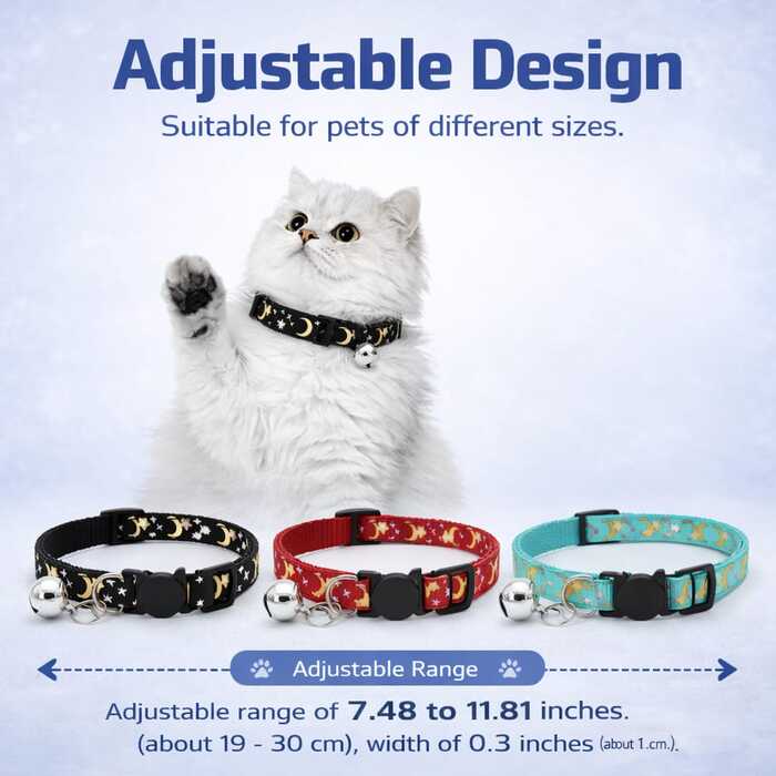 Moon Star Design Pet Cat Adjustable Collar will Bell