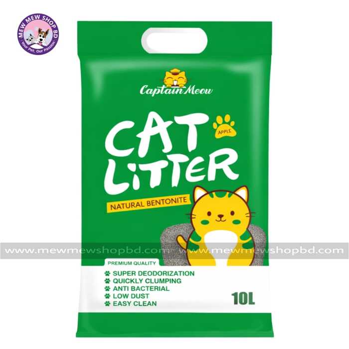 Captain Meow Natural Bentonite Cat Litter Apple Flavour 10L
