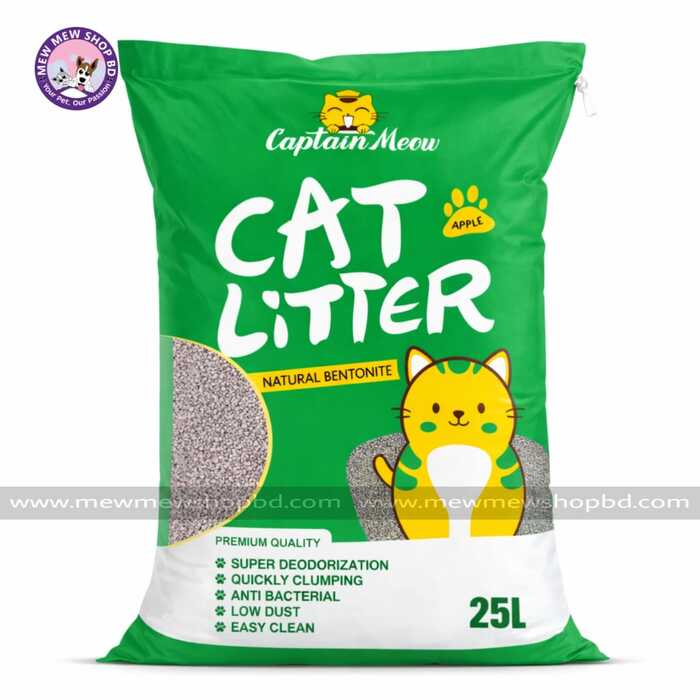 Captain Meow Natural Bentonite Cat Litter Apple Flavour 25L (Only for Outside Dhaka)