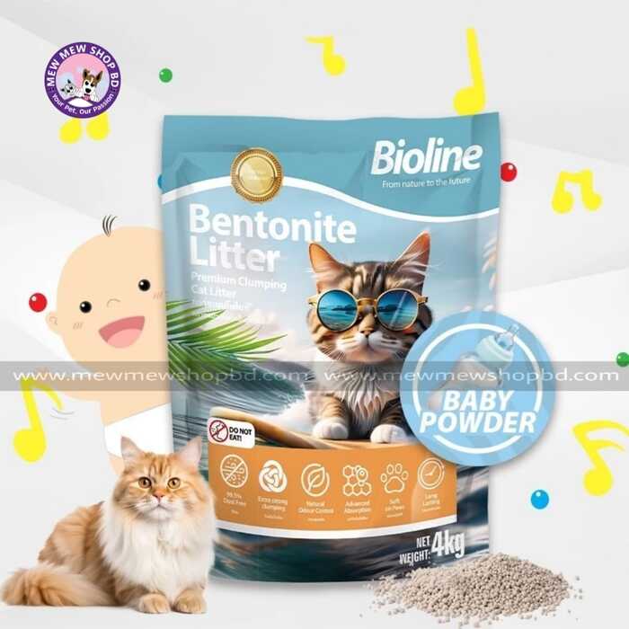 Bioline Bentonite Cat Litter  Baby Powder Flavour 4kg/5L