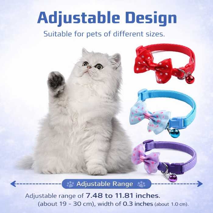 Bow Collar with Bell Cat Pet Adjustable Collar