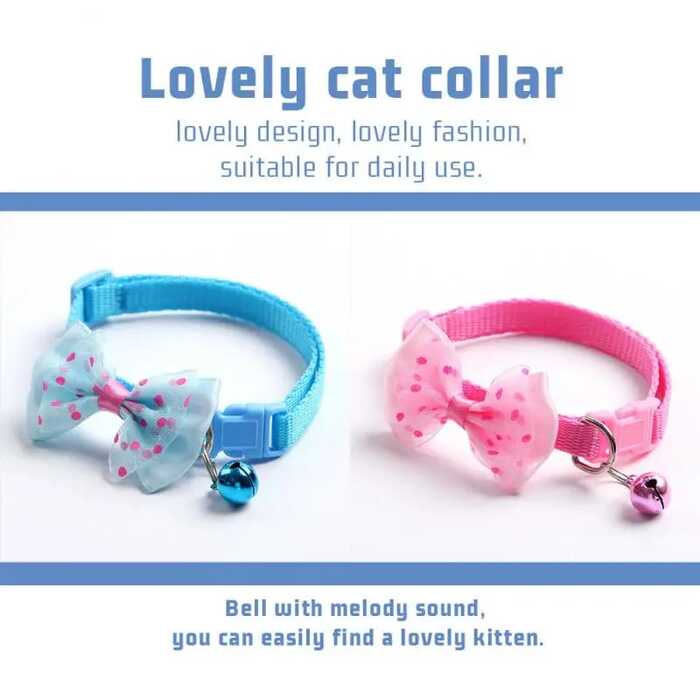 Bow Collar with Bell Cat Pet Adjustable Collar