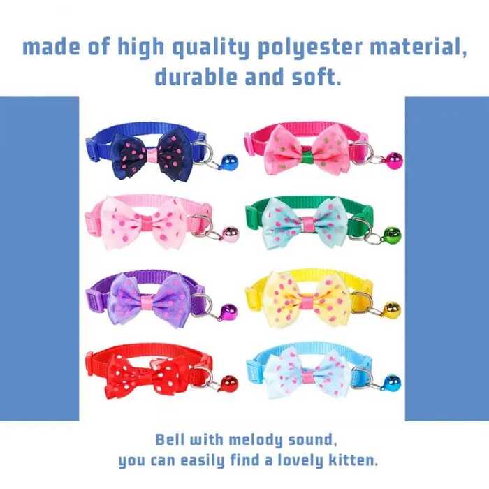 Bow Collar with Bell Cat Pet Adjustable Collar