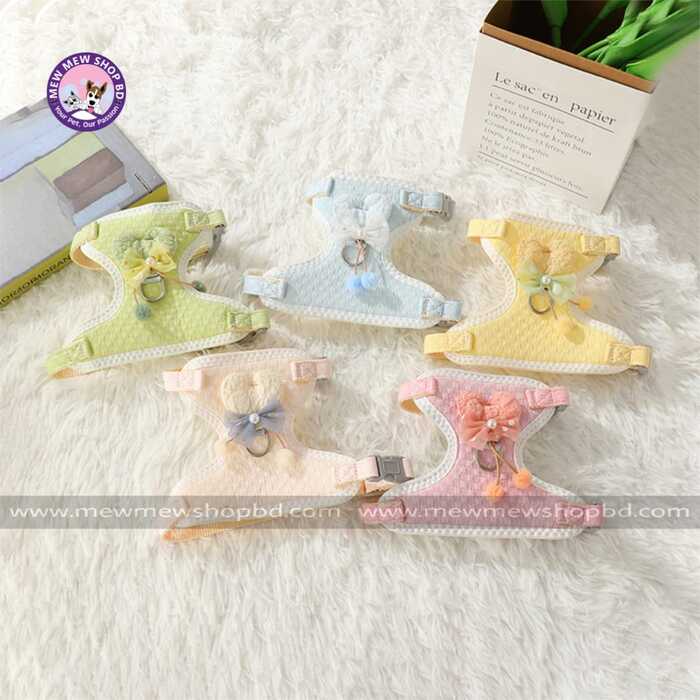 Premium Bubble Heart Bow Harness for Pet Cat Body Harness with Leash
