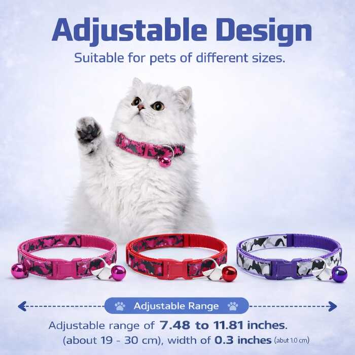 Cat Necklace Collar || Adjustable Breakaway Cat Collar With Bell Rainbow Cat Collar