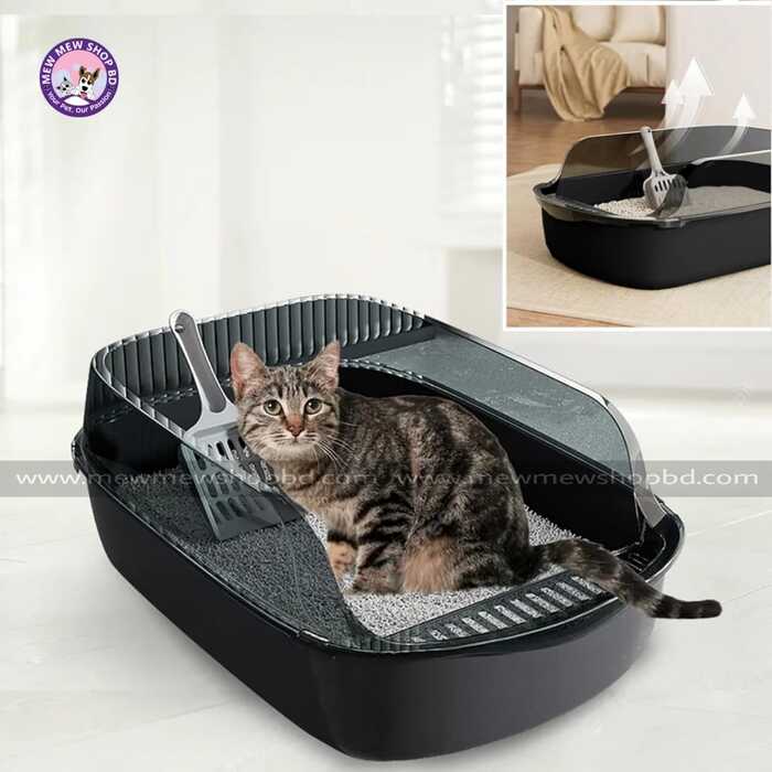 Semi-Enclosed Anti-Splash Thickened Cat Litter Box with Extra Height and Free Litter Scoop