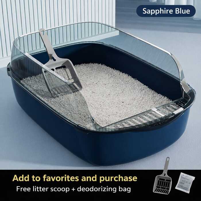 Semi-Enclosed Anti-Splash Thickened Cat Litter Box with Extra Height and Free Litter Scoop