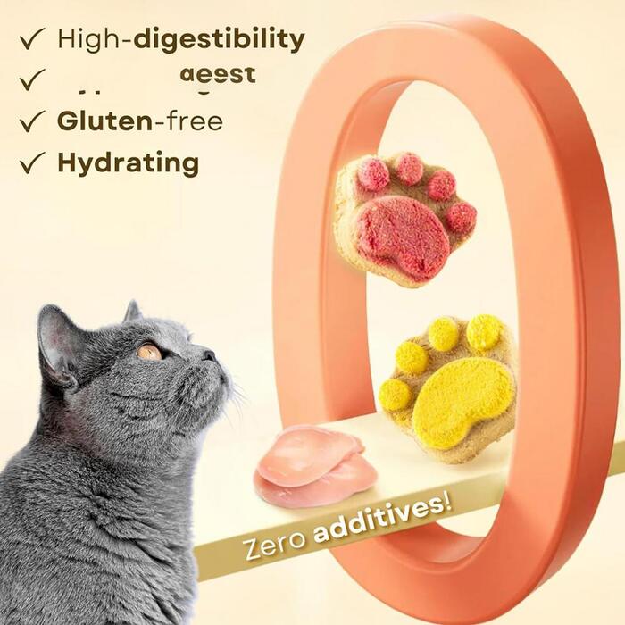 1pcs Cat Paw Cakes / Cat Snacks Freeze-Dried  Kittens & Adult Cats Raw Bone Meat Chicken Fruits and Vegetables Individually Packed 4.5g