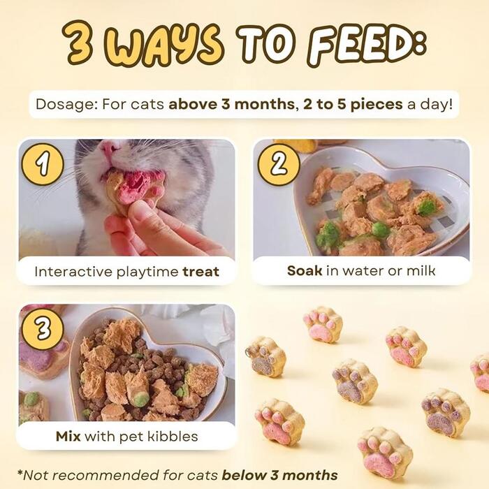 1pcs Cat Paw Cakes / Cat Snacks Freeze-Dried  Kittens & Adult Cats Raw Bone Meat Chicken Fruits and Vegetables Individually Packed 4.5g