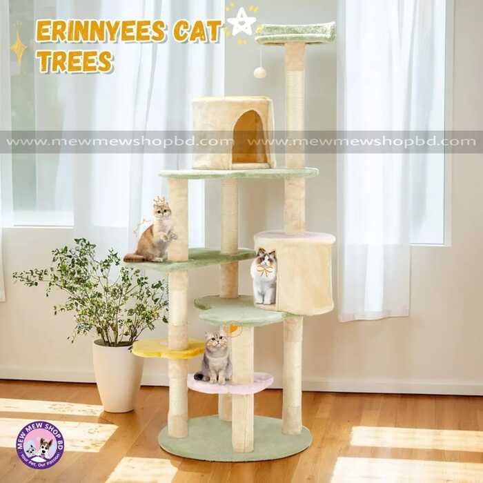 Erinnyees Flower Cat Tree Tower/ Scratching Post, Heavy Duty Anti-Scratch Cats Furniture, Multi-Level Cat Activity Center