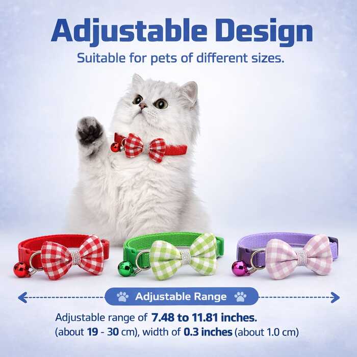 Check Printed Adjustable Pet Cat Bow Collar