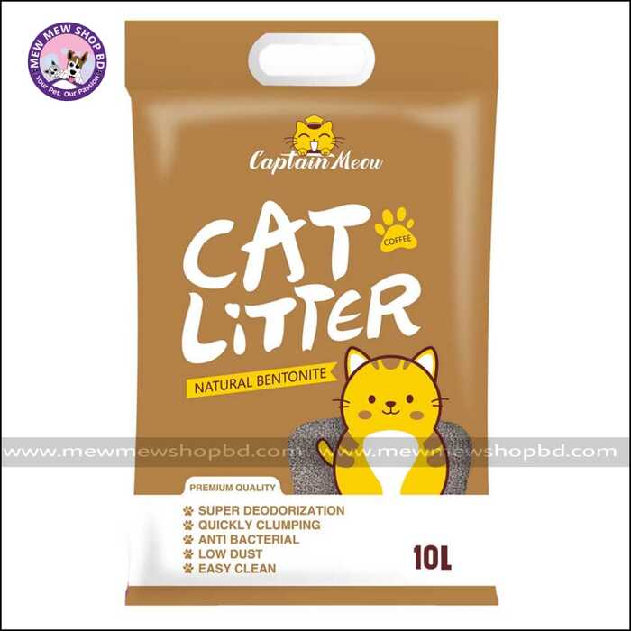 Captain Meow Natural Bentonite Cat Litter Coffee Flavour 10L