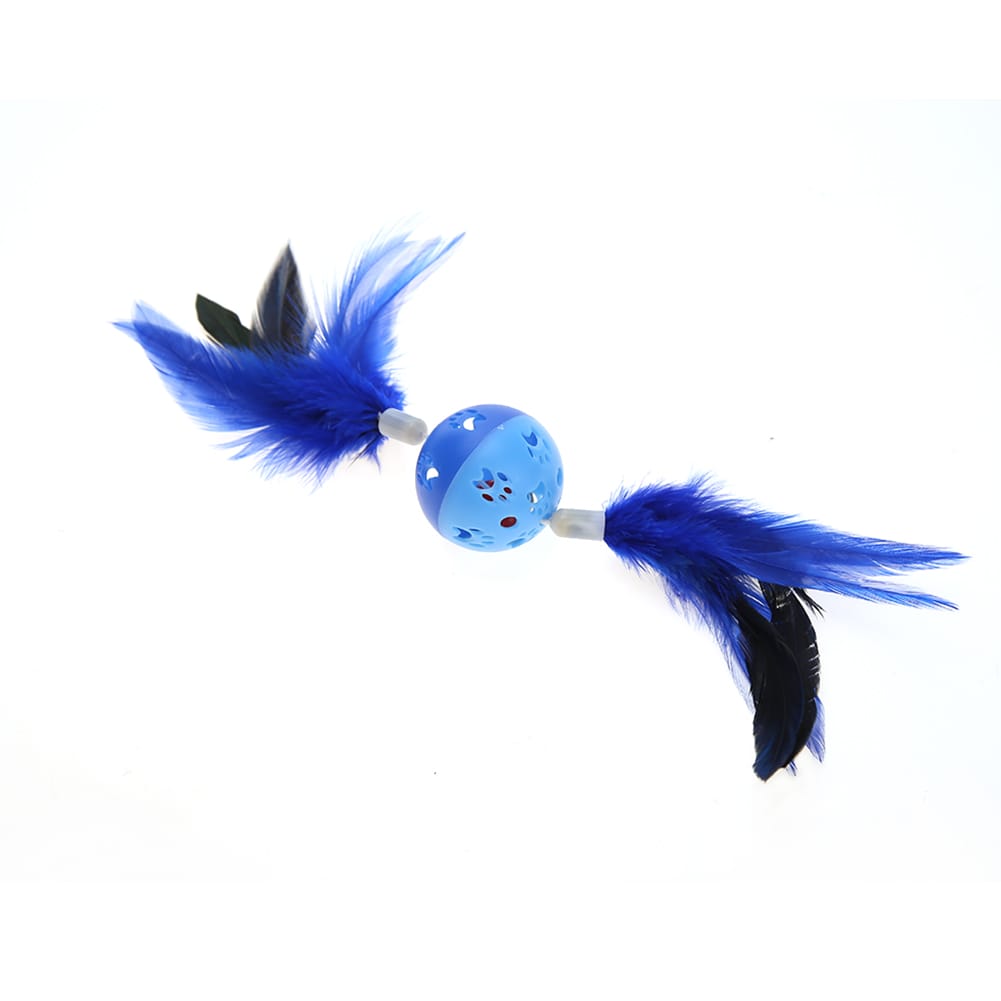 Cute Paw Print Feather Ringing Bell Ball Interactive Playing Toys for Pet Cat 1pcs