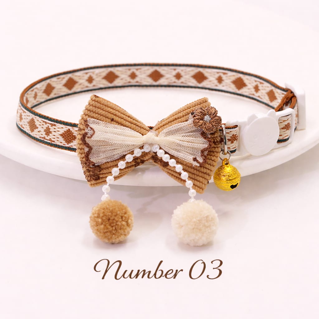 Elegant Lace Bow Pet Collar Adjustable Necklace Style Collar for Cats