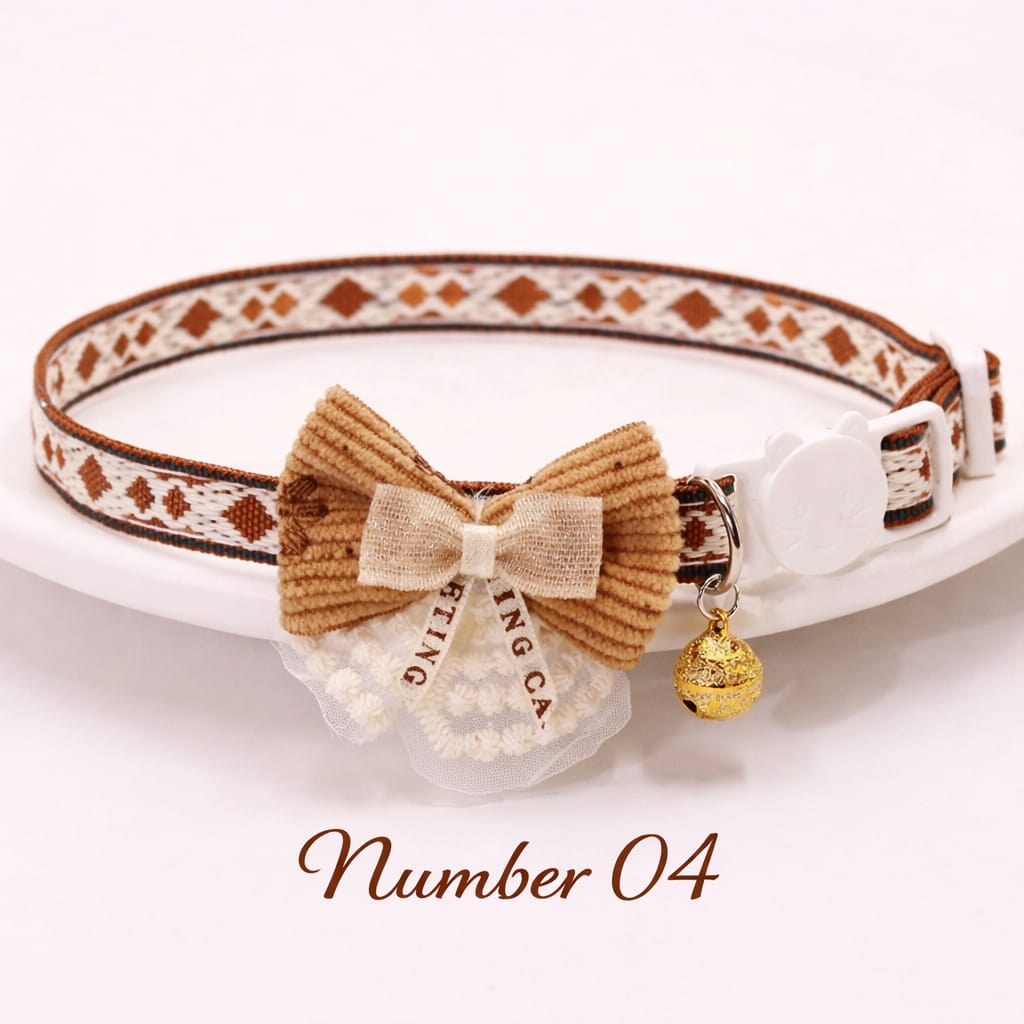 Elegant Lace Bow Pet Collar Adjustable Necklace Style Collar for Cats
