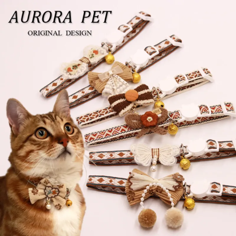 Elegant Lace Bow Pet Collar Adjustable Necklace Style Collar for Cats