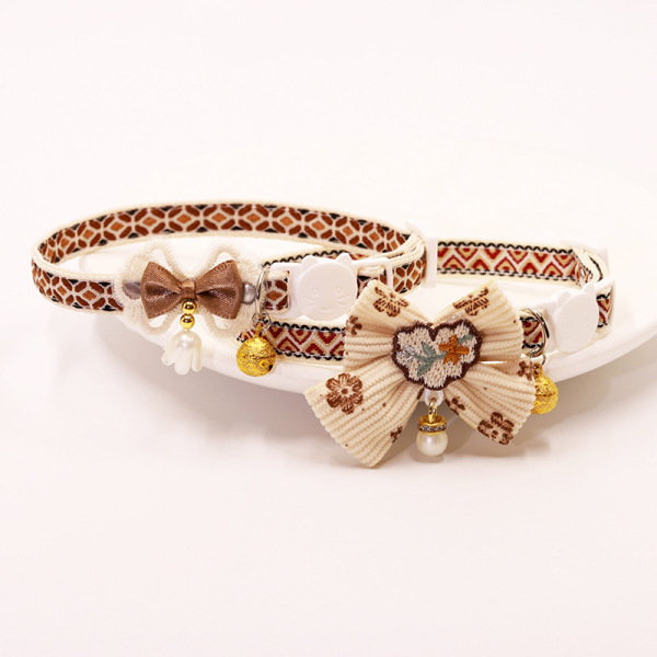 Elegant Lace Bow Pet Collar Adjustable Necklace Style Collar for Cats