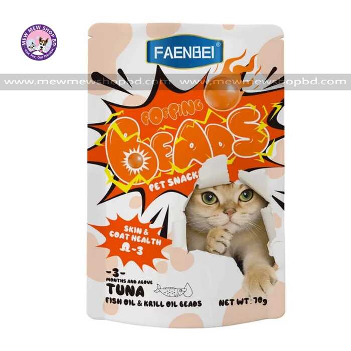 Faenbei Popping Beads Cat Snack with Tuna Fish Oil & Krill Oil 70g
