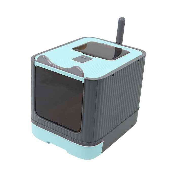 Cat Ear Designed Pet Cat Toilet Litter Box with Lid Drawer System Foldable Litter Box Including Plastic Scoop