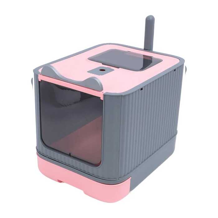 Cat Ear Designed Pet Cat Toilet Litter Box with Lid Drawer System Foldable Litter Box Including Plastic Scoop