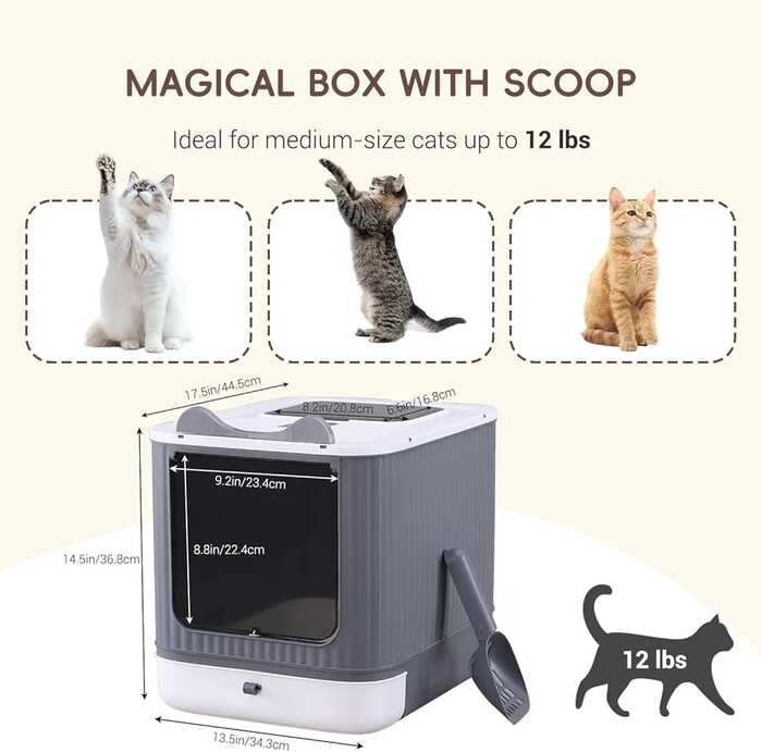 Cat Ear Designed Pet Cat Toilet Litter Box with Lid Drawer System Foldable Litter Box Including Plastic Scoop