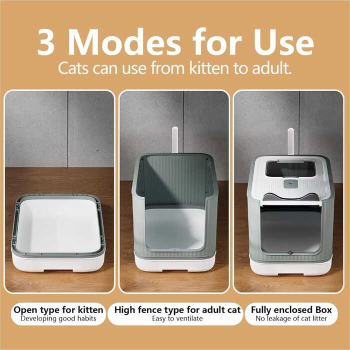 Cat Ear Designed Pet Cat Toilet Litter Box with Lid Drawer System Foldable Litter Box Including Plastic Scoop