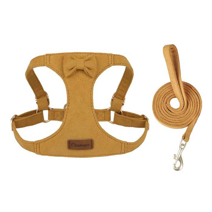 Cat & Puppy Chest Harness Set 360°Wrap Around Lightweight Chest Strap Deer Fiber Fleece Skin Friendly Cat & Dog Leash