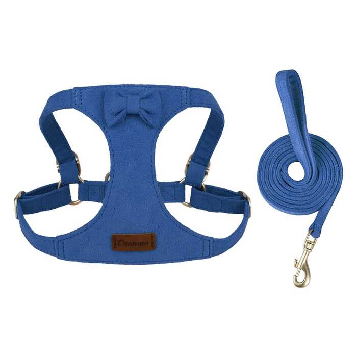 Cat & Puppy Chest Harness Set 360°Wrap Around Lightweight Chest Strap Deer Fiber Fleece Skin Friendly Cat & Dog Leash