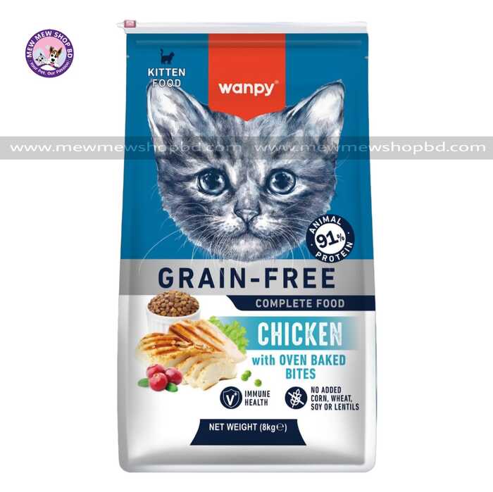 Wanpy Kitten Food Grain-Free Chicken with Oven Baked Bites 8kg