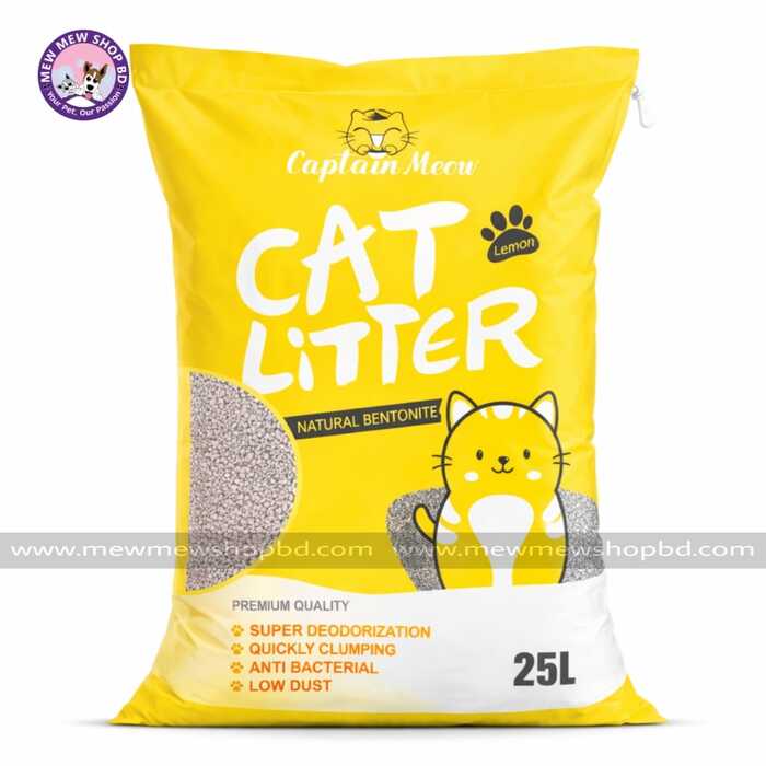 Captain Meow Natural Bentonite Cat Litter Lemon Flavour 25L (Only for Outside Dhaka)