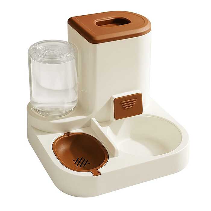 Pet Water (1L) And Food (2.2L) Dispenser Automatic Feeder 2-in-1 Wet And Dry Separation Cat & Dog Food Container With Water Bowl