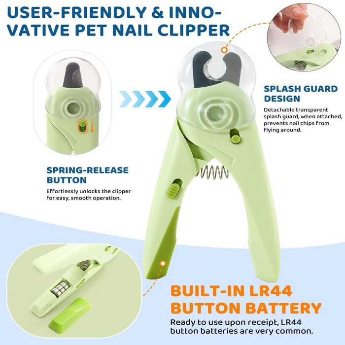 Premium Professional Pet Nail Clippers with Adjustable Hole Including LED Light For Cats & Dogs