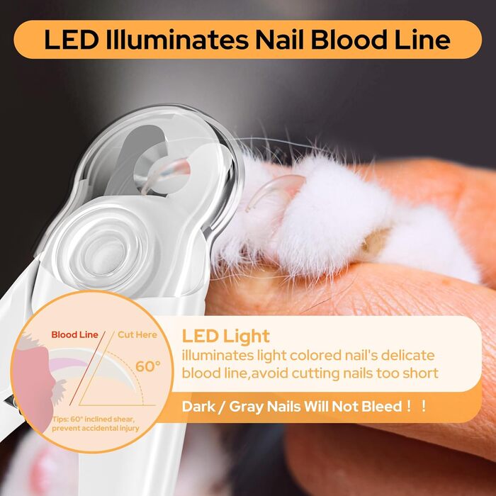 Premium Professional Pet Nail Clippers with Adjustable Hole Including LED Light For Cats & Dogs