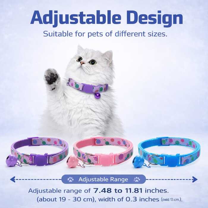 Cat Necklace Collar || Adjustable Breakaway Cat Collar With Bell Rainbow Cat Collar