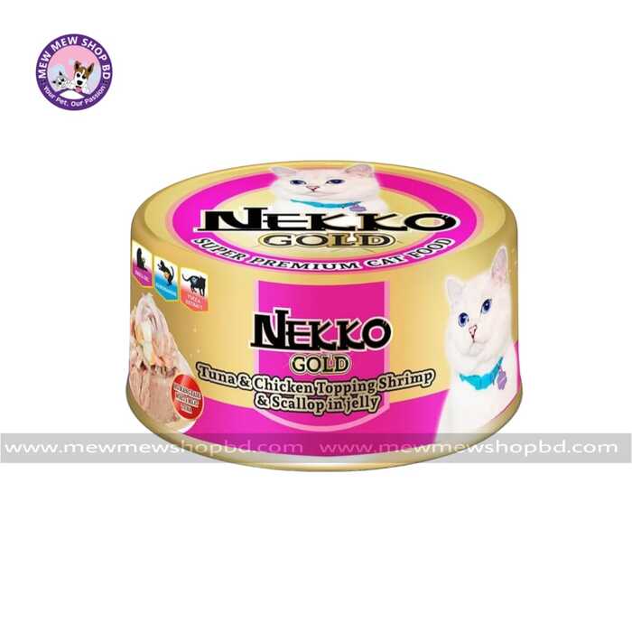 Nekko Gold Tuna & Chicken Topping Shrimp & Scallop in Jelly Can Cat Food 85g