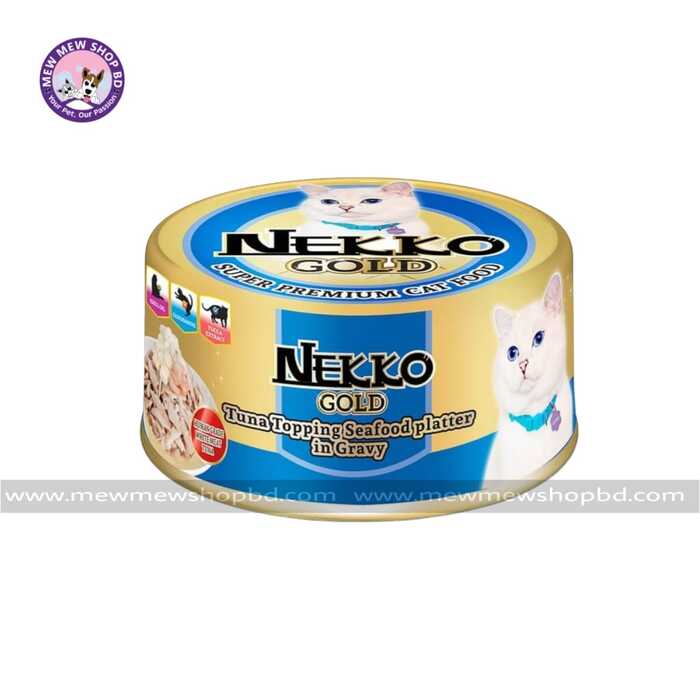 Nekko Gold Tuna Topping Seafood Platter in Gravy Can Cat Food 85g