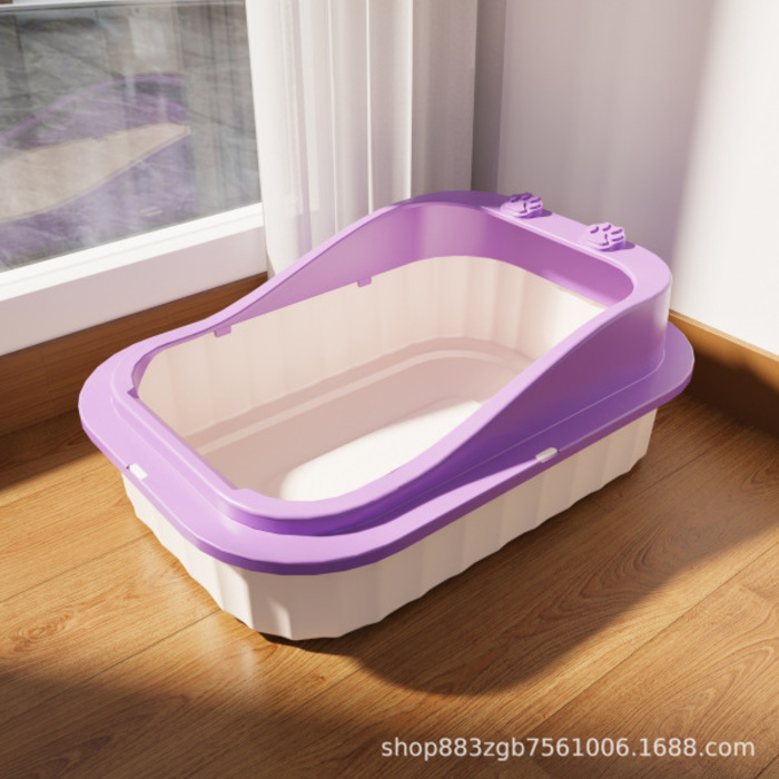Paw Marked Semi Closed Anti-Splash Pet Cat Litter box with Scoop
