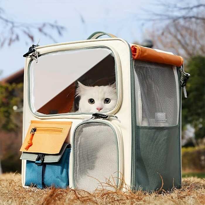 Extra Large Size Multifunctional Portable Oxford Cloth Rucksack Pet Carrier Backpack Bag for Cat & Puppy Travel