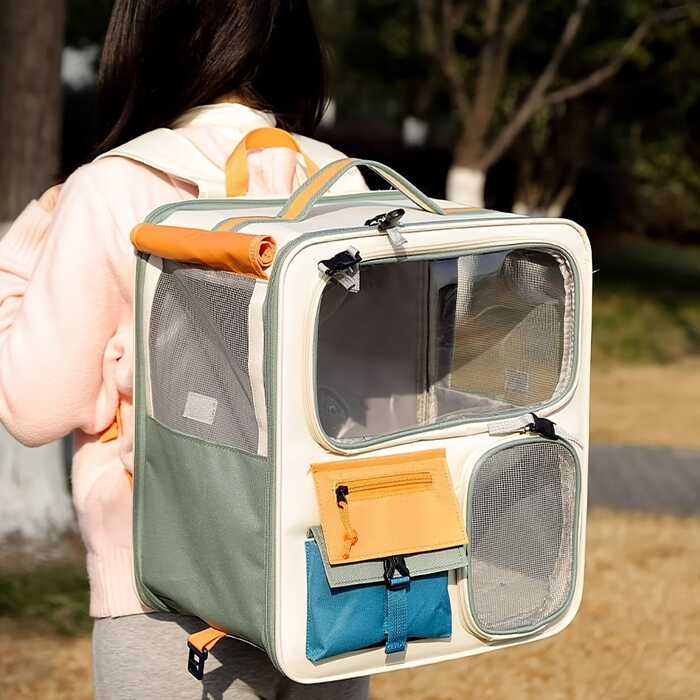 Extra Large Size Multifunctional Portable Oxford Cloth Rucksack Pet Carrier Backpack Bag for Cat & Puppy Travel