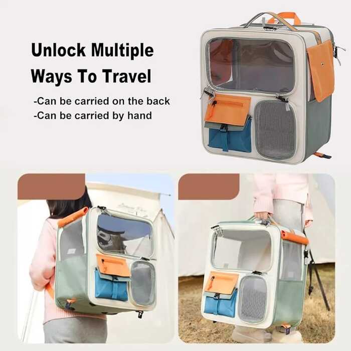 Extra Large Size Multifunctional Portable Oxford Cloth Rucksack Pet Carrier Backpack Bag for Cat & Puppy Travel