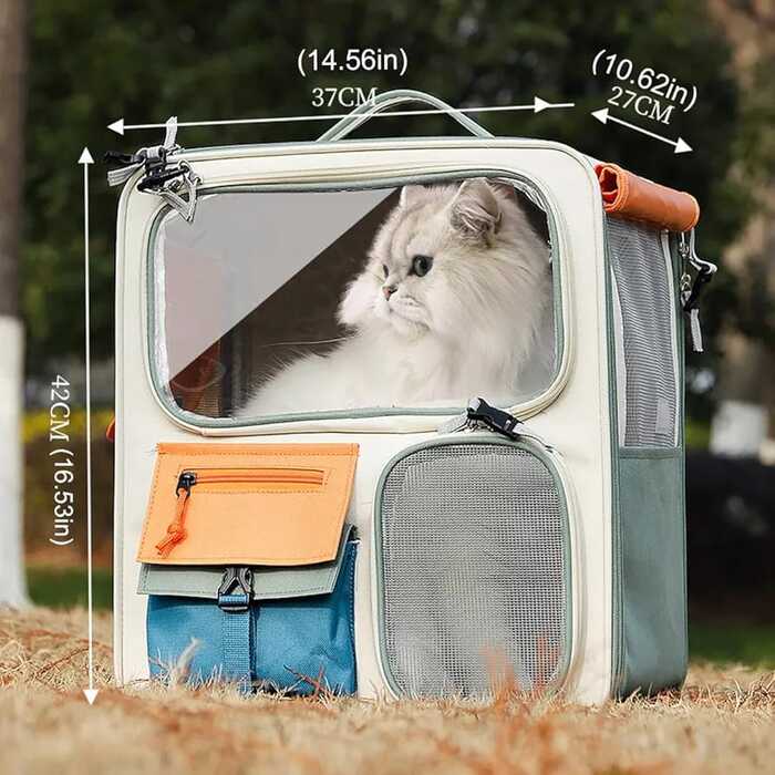Extra Large Size Multifunctional Portable Oxford Cloth Rucksack Pet Carrier Backpack Bag for Cat & Puppy Travel