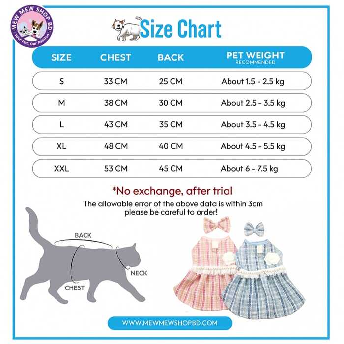 Fashionable Cute Pet Princess Dress Breathable Thin Design Pet Cat Frock with Bow tie & Pearl Design Collar Included Set Soft Cat Skirt