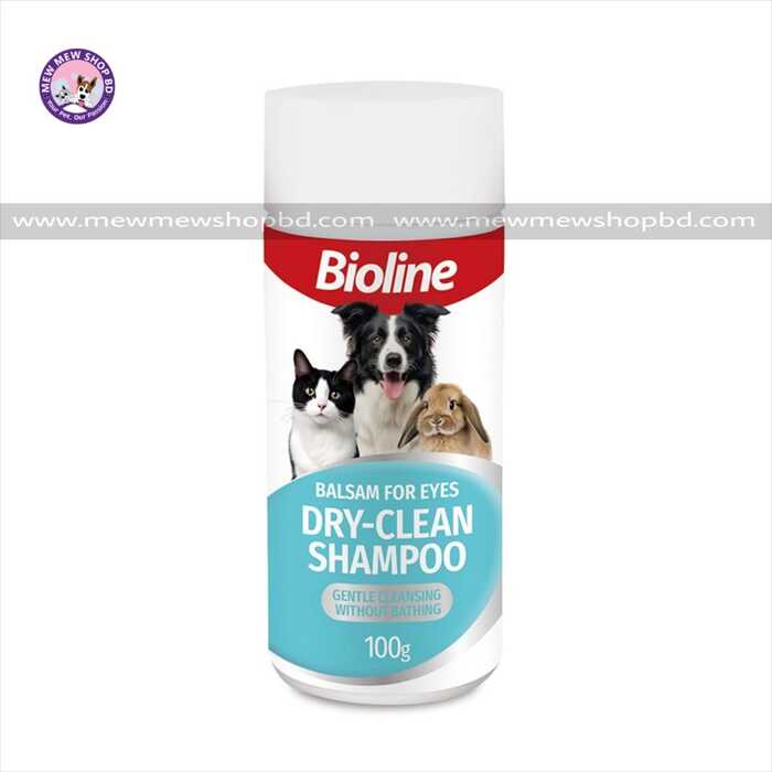 Bioline Pet Dry Shampoo Powder - Dog Cat Shampoo 100g