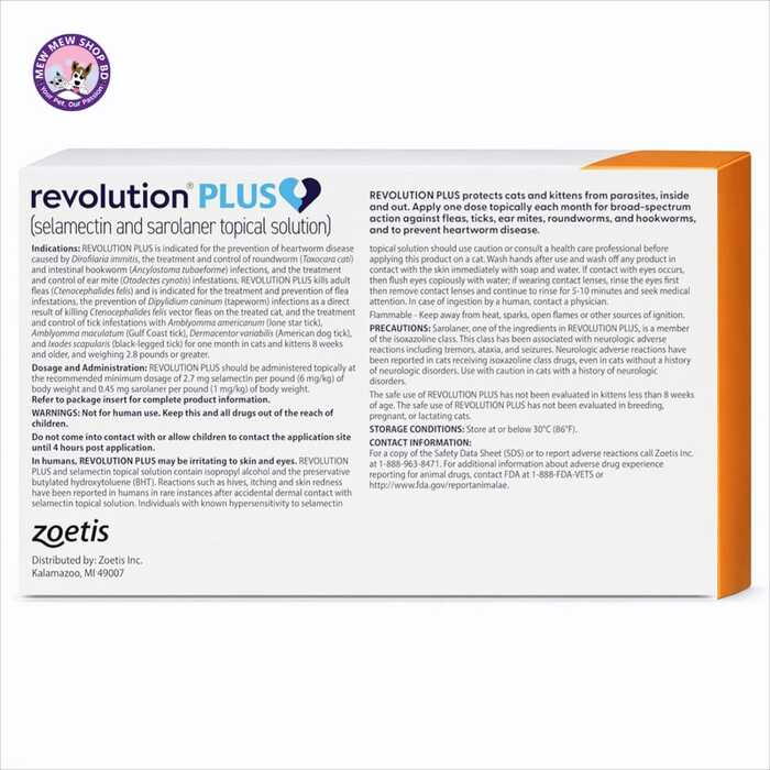 Revolution Plus Spot On (Selamectin and Sarolaner Topical Solution) for Cats 5.6–11 lbs (2.6–5.0 kg) Orange 1 Tube