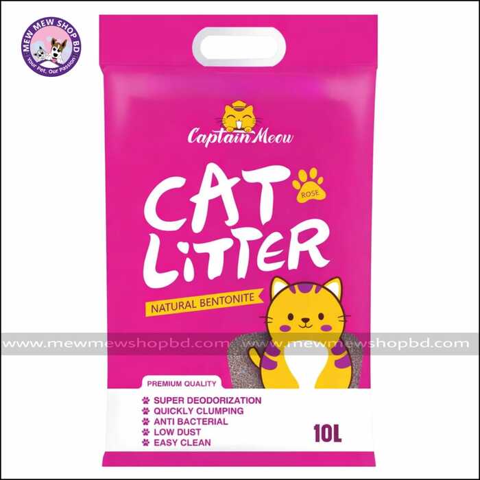 Captain Meow Natural Bentonite Cat Litter Rose Flavour 10L