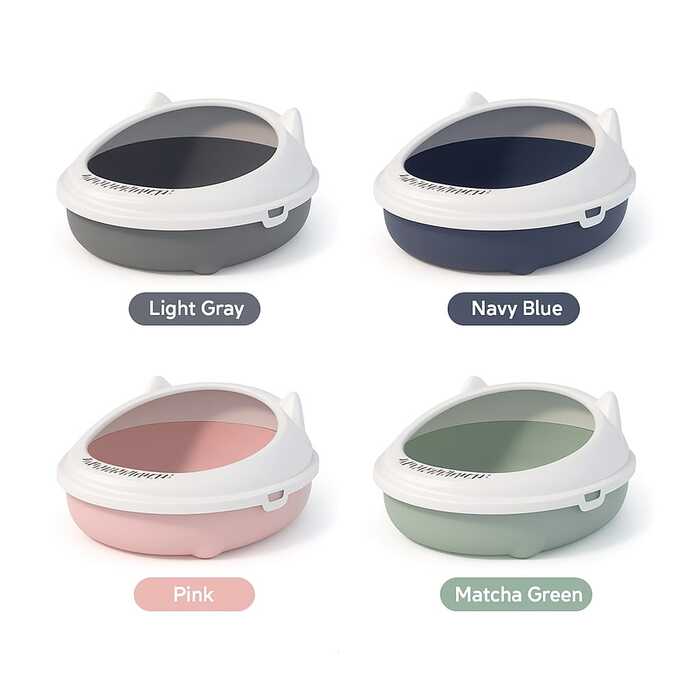 Round Shape Semi Closed Anti-Splash Pet Cat Litter box with Scoop